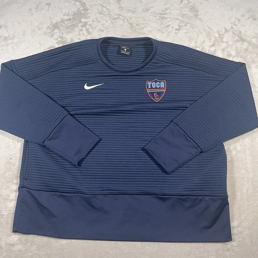 Nike Double Knit Crew Top Pullover Women's L‎ Navy Blue Toca FC Soccer